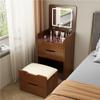 3 in 1 Adult Vanity Desk with LED Mirror & Lights, Multi-Function Flip Top Makeup Table with Cushioned Stool & Storage Cabinet, Stylish Brown (40cm) view 1