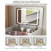 3 in 1 Adult Vanity Desk with LED Mirror & Lights, Multi-Function Flip Top Makeup Table with Cushioned Stool & Storage Cabinet, Stylish Brown (40cm) view 3