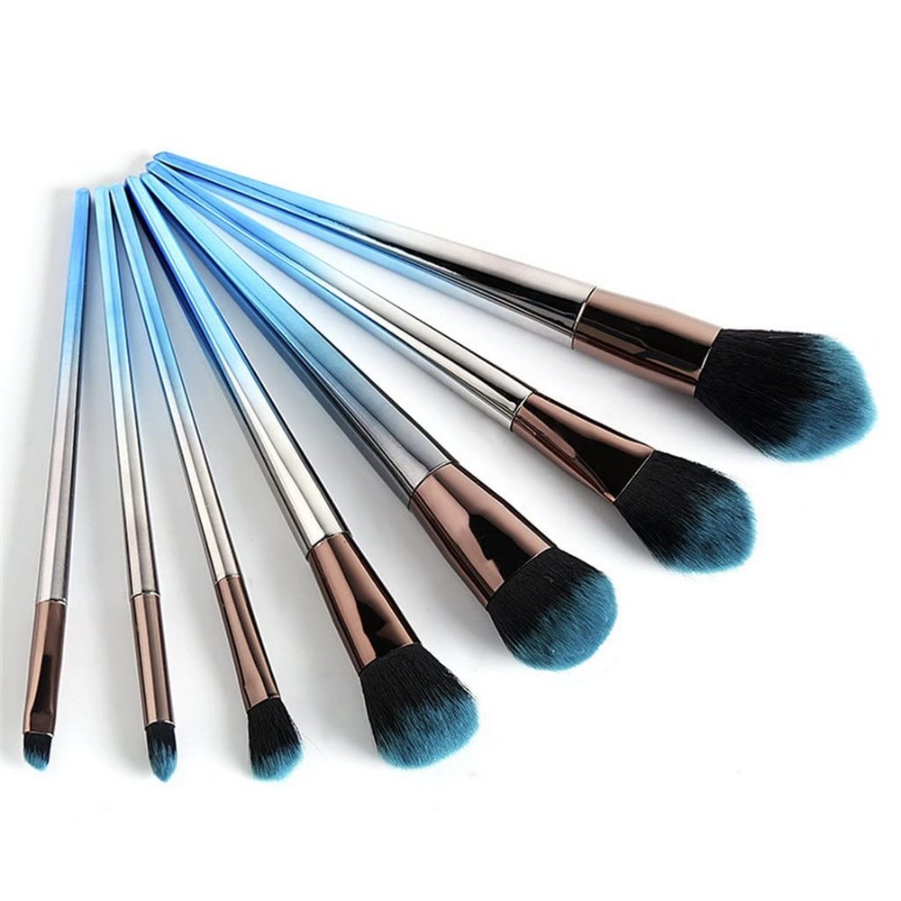 7Pcs Rhombic Cosmetic Brush Set Grey- Gradient Color Makeup Brushing Tools Eyeshadow Flat Kabuki Blending