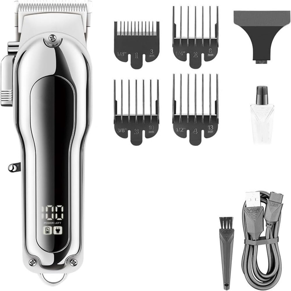 YHNNH Men's Hairdressing Tools, Professional Hair Clippers, Adjustable Cordless Electric Hair Clippers.(Silver)