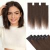 Hairro 6pcs Clip In Short Human Hair Extensions, Single Clip Design 100% Real Hair with Lace Weft, Seamless Thin Hairpieces Add Highlights, 14 Inch 36g #2R Dark Brown view 1