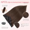 Hairro 6pcs Clip In Short Human Hair Extensions, Single Clip Design 100% Real Hair with Lace Weft, Seamless Thin Hairpieces Add Highlights, 14 Inch 36g #2R Dark Brown view 3