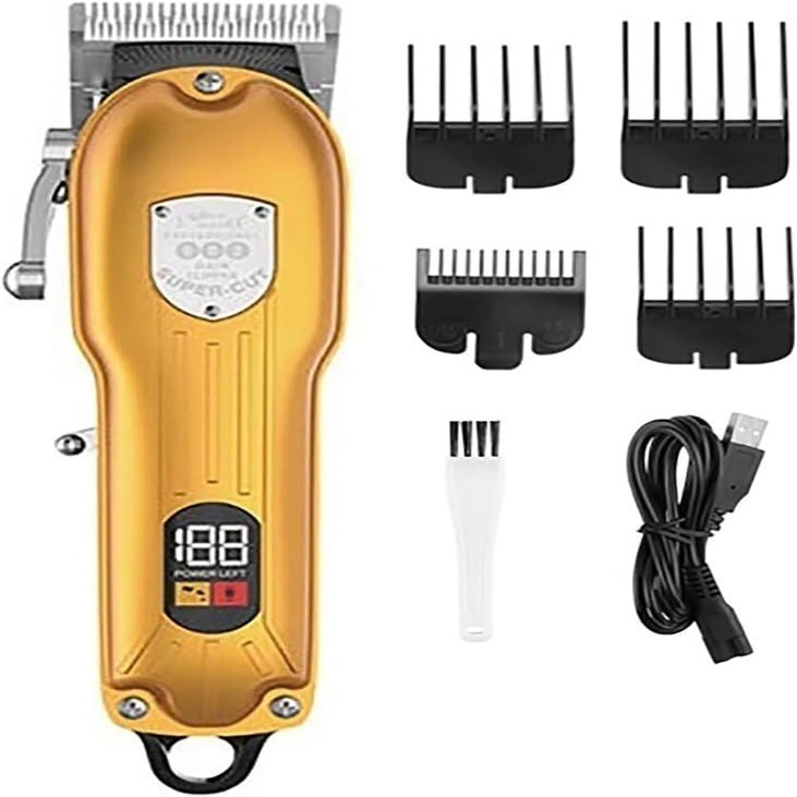 YHNNH Hairdressing Tools, Electric Hair Clippers, Men's Beard Trimmers, Rechargeable Hair Clippers(Yellow)