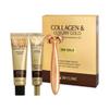 3W CLINIC Collagen & Luxury Gold Premium Wrinkle Solution 3pc Skincare Set (Cream 50ml + Eye Cream 40ml + Gold Massager Tool). For Wrinkle Reduction, Moisturizing and Nourishing Skin. Made in Korea view 1