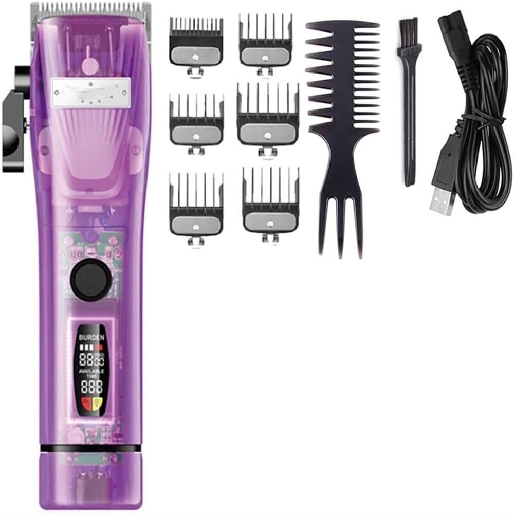 YHNNH Hair Cutting Tool, Professional Hair Trimmer for Men Rechargeable Cordless Hair Clipper Barber Shop Electric Haircut Machine Adjustable(Purple)
