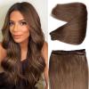 Sew in Hair Extensions Human Hair Bundles Brown Weft Hair Extensions 16 Inch 100G Full Head Hand Tied Extensions Real Human Hair Wefts Sew in Weave Bundles #4 Medium Brown view 1