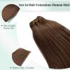 Sew in Hair Extensions Human Hair Bundles Brown Weft Hair Extensions 16 Inch 100G Full Head Hand Tied Extensions Real Human Hair Wefts Sew in Weave Bundles #4 Medium Brown view 3