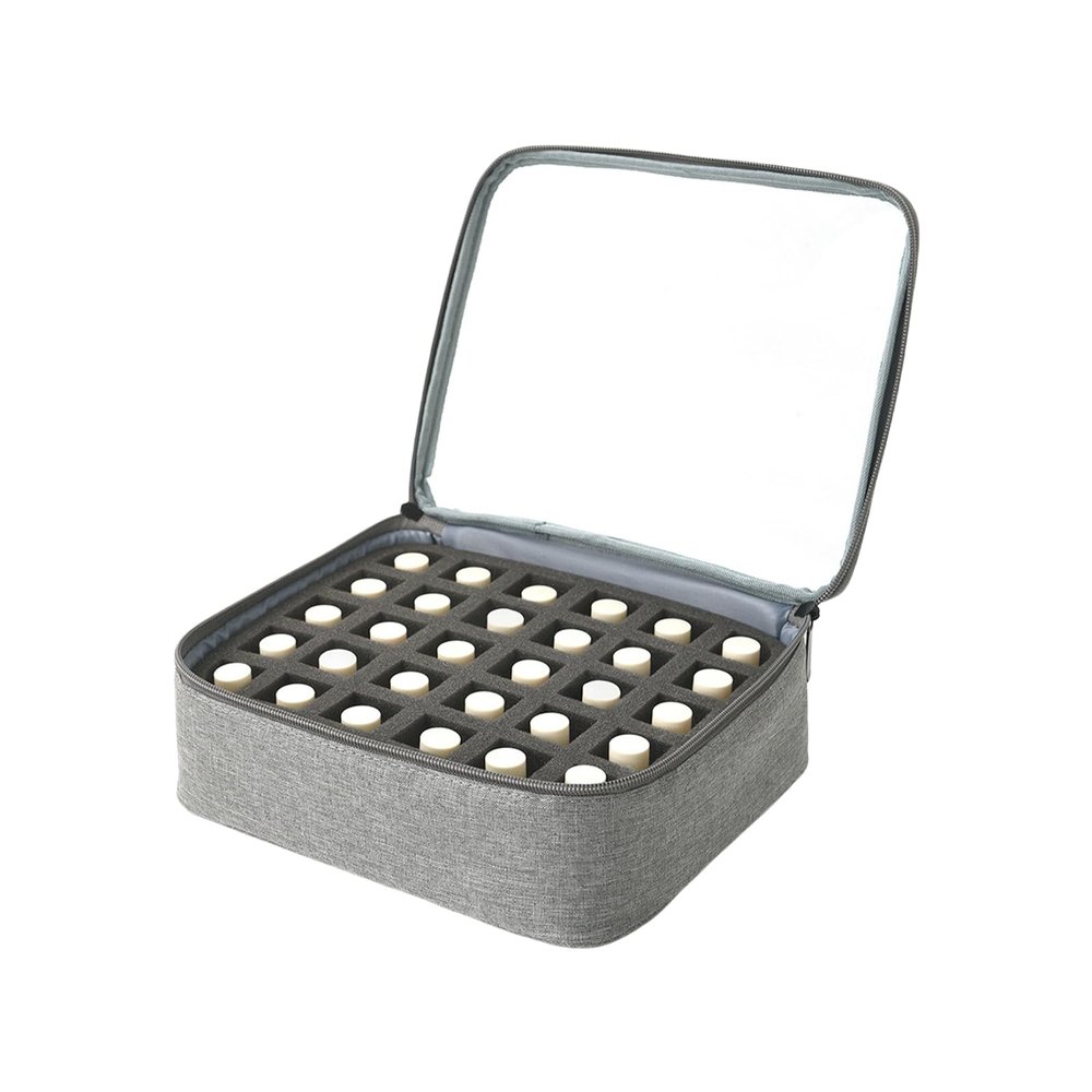 Pjeghbvop Portable Nails Polished Storage Box 30 Holes Carrying Case With Clear Easy Access For Essential Oils And Manicure Portable Makeup Bag