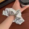 2Pcs Sliver Silky Hair Scrunchies Spring Glossy Scrunchies Large Fashion Elastic Hair Tie for Women Girl Hair Accessories Birthday Christmas Party Festival Gift Supplies (sliver) view 3