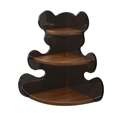 ACJSDGL 3-Tier Small Corner Shelf Stand - Cute Bear Shape Dark Brown shape Acrylic Frame Countertop Organizer for Living Room Bedroom Office Children's Room