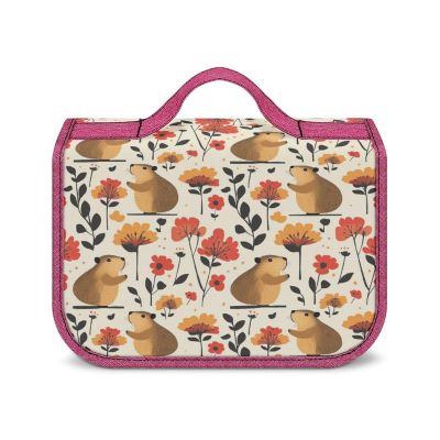 GregTins Capybara Canvas Hanging Toiletry Bags Portable Travel Makeup Cosmetic Bag for Women Travel Home