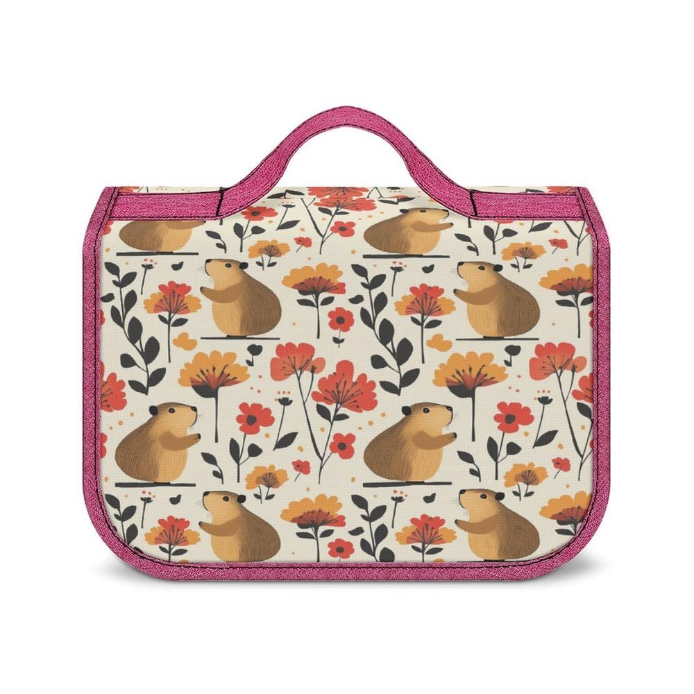 GregTins Capybara Canvas Hanging Toiletry Bags Portable Travel Makeup Cosmetic Bag for Women Travel Home