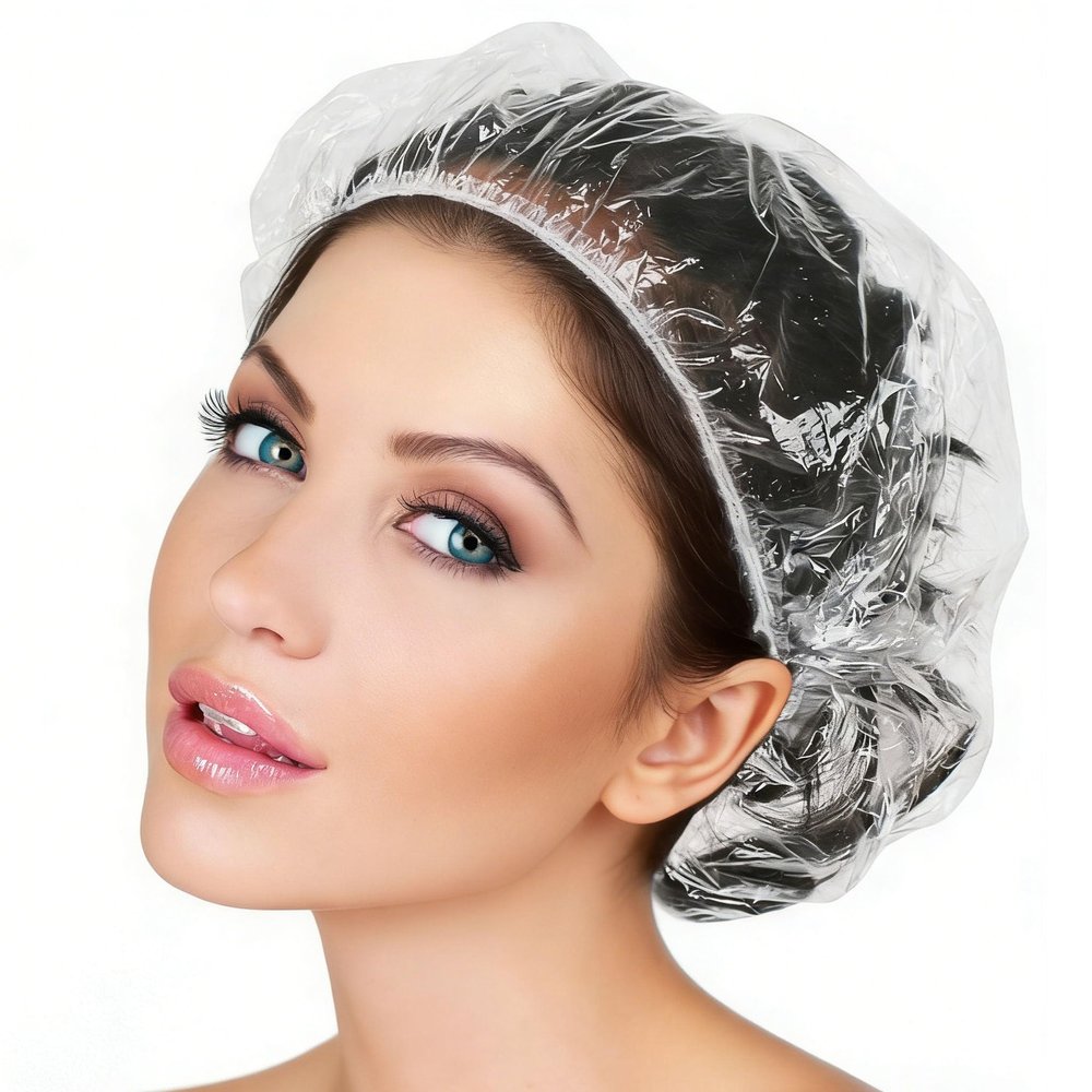 100PK 50cm/20in Large Disposable Shower Caps Waterproof Hair Bath Caps for Women Men Girls Travel Spa Hotel Home Use Salon - Multi-Purpose Elastic Plastic Shower Caps, Essentials Accessories