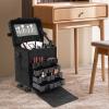 HUYSCVUI Professional Soft Sided Makeup Case Trolley,Rolling Makeup Case With 8 Removable Drawers, Large Capacity Cosmetic Trolley On Wheels, Mobile Makeup Organizer For Artists, Hairstylists,Black view 3