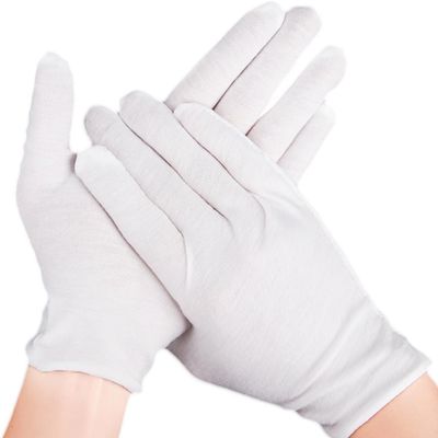 12 Pcs (6 Pair) White Cotton Gloves for Dry Hand Moisturizing Cosmetic Eczema Hand Spa and Coin Jewelry Inspection, Checking Gloves,Serving Gloves Stretchable Lining Gloves Moisturizing Gloves