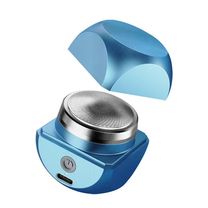 Mens Rechargeable Electric - 3D Floating Heads, Wet/Dry Dual Use, Fast Charging & Close Shave -Trim the helper well(Sky-blue)
