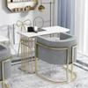 Professional Marble Print Nail Table with Metal Legs, 120x45x78cm - Stylish Manicure Station for Home & Spa, Premium Salon Equipment, Ideal Nail Art Workspace view 1