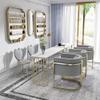 Professional Marble Print Nail Table with Metal Legs, 120x45x78cm - Stylish Manicure Station for Home & Spa, Premium Salon Equipment, Ideal Nail Art Workspace view 2