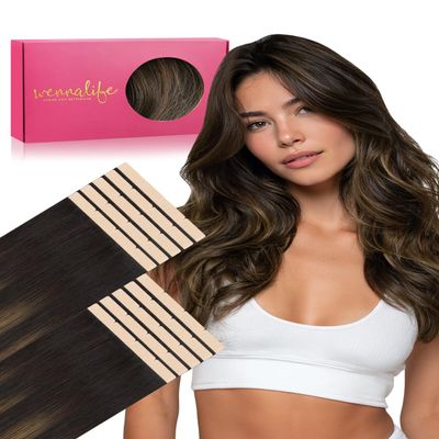 WENNALIFE 3.15 inch Wide Tape in Hair Extensions Human Hair, Tape in Weft