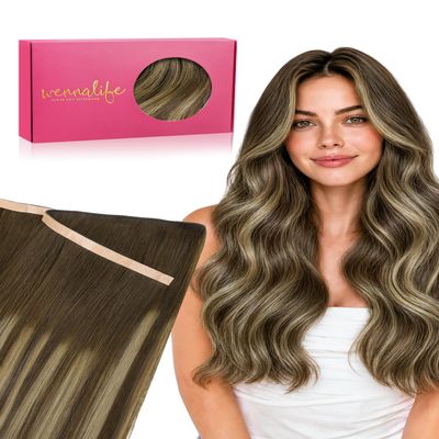 WENNALIFE Tape in Weft Hair Extensions Human Hair, Invisible Genius Weft
