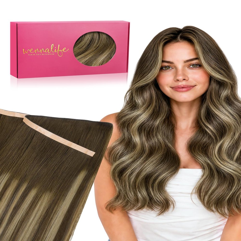 WENNALIFE Tape in Weft Hair Extensions Human Hair, Invisible Genius Weft
