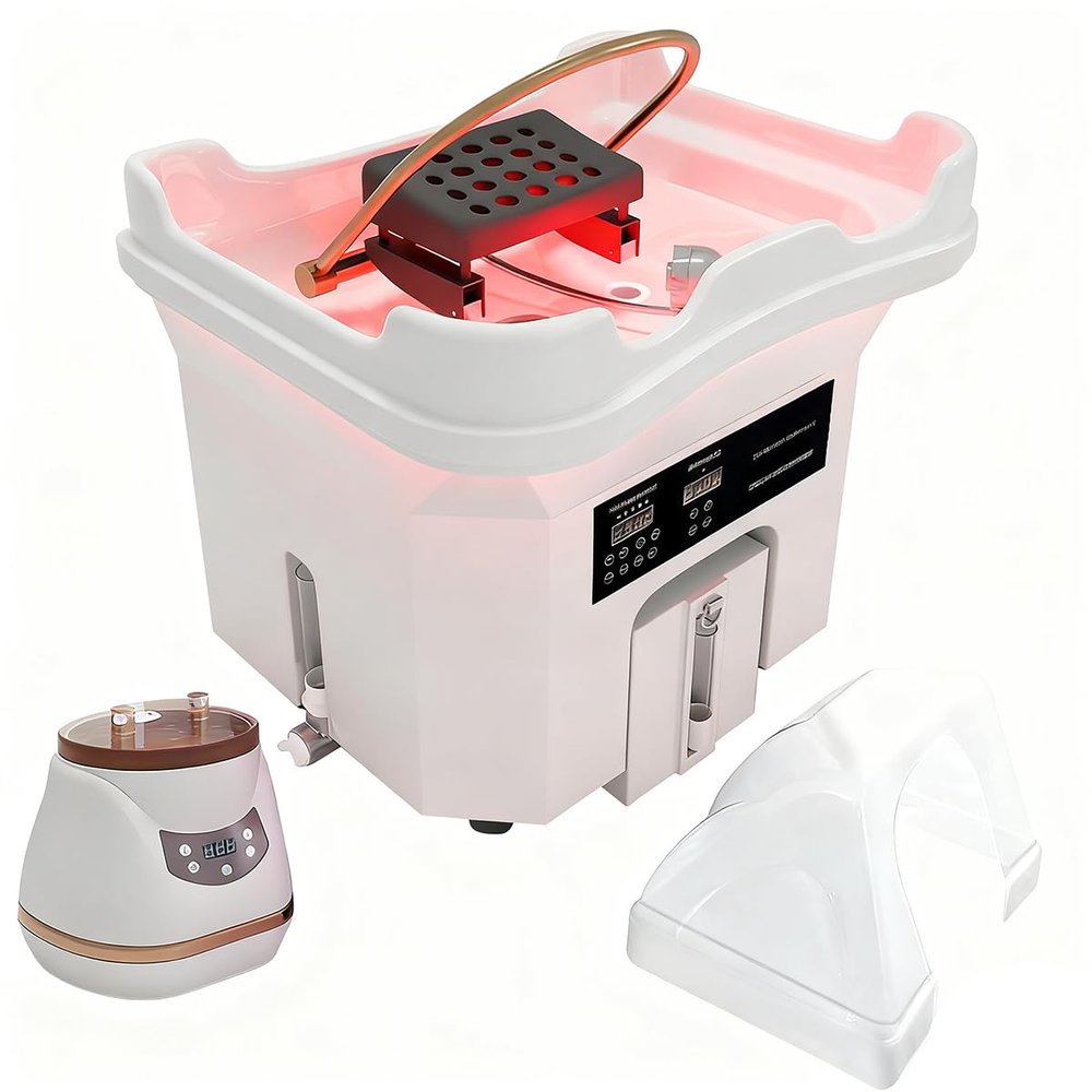 All-in-One Head Spa Equipment with Waterfall Rinse, Steam & Fumigation | Upgraded 20L Waste Tank + 60L Water Circulation Shampoo Basin | Portable Hair Washing Basin for Professional Salons
