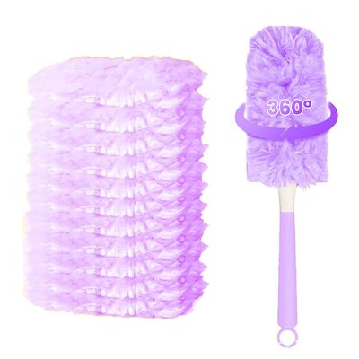100 Pieces 360 Degree Double-Sided Disposable Dust Removal Brush Head Replacement for Efficient Cleaning(Purple)