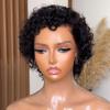 13X6 Deep Part Short Pixie Cut Wig Human Hair Glueless Lace Front Wig Full Frontal Lace Pixie Curly Wave Wigs for Women Daily Wear Preplucked (13X6 Lace Front Wig 180Density, 8inch) view 2