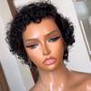 13X6 Deep Part Short Pixie Cut Wig Human Hair Glueless Lace Front Wig Full Frontal Lace Pixie Curly Wave Wigs for Women Daily Wear Preplucked (13X6 Lace Front Wig 180Density, 8inch) view 3