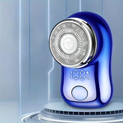 Portable Comfort Mini USB Rechargeable Shaver, Electric Beard Razor for Men, Wet & Dry for Home, Office, Car, Business Travel, Beard Care Machine, Multifunctional Hair Shaver (Blue)