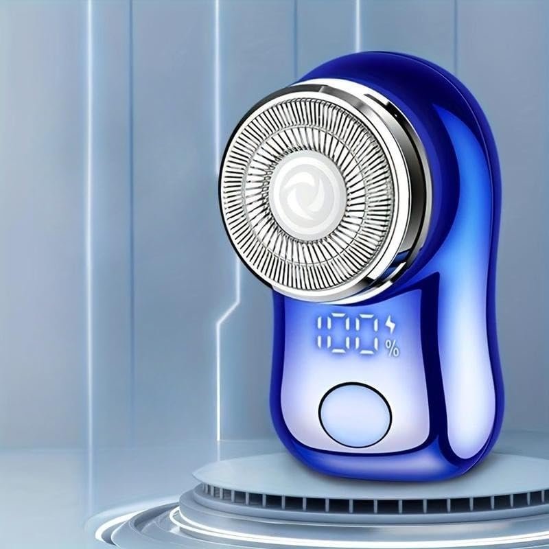 Portable Comfort Mini USB Rechargeable Shaver, Electric Beard Razor for Men, Wet & Dry for Home, Office, Car, Business Travel, Beard Care Machine, Multifunctional Hair Shaver (Blue)
