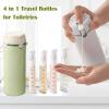 4 in 1 Travel Bottles for Toiletries - Refillable, Leak Proof, Portable Containers for Shampoo Lotion Conditioner Cream - Transparent with Scale and Label - for Business Trips Gym Camping (White) view 2