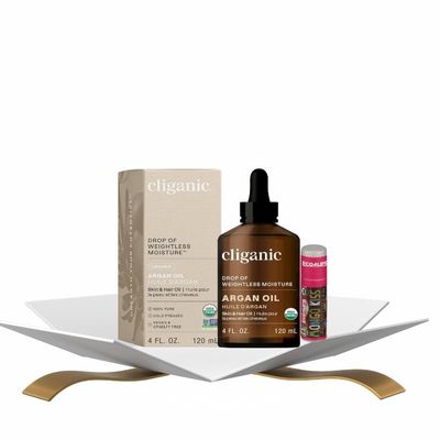 Cliganic Oil Argan 4 FO Bundle with Microfiber Cleaning Cloth for Argan Oil for Hair Use and Argan-Oil for Skin Conditioning  Gift Set (2 Items)