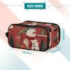 OTVEE Makeup Bag Toiletry Bag Large 3 Compartments Red Xmas Wonderland Travel Cosmetic Bag with Makeup Brush Slots Portable Makeup Case for Women Men Boys Girls view 3