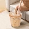 DUSNDULR Wooden Footbath Bucket, 15.75 Inch Deep Foot Bath Basin Pedicure Bowl Soaking Tub with Lid & Stool for Home Spa Massage Sauna view 2