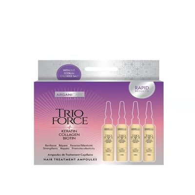 Trio Force Hair Treatment Ampoules 10ml x 4 to revitalize, repair, and deeply strengthen weakened or damaged hair