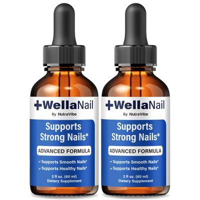(2 Pack) WellaNail Drops Premium Nail & Foot Care Formula with Natural Ingredients | Supports Healthy Nails, Toenails & Hydration | Easy-to-Use Dropper, Official Wella Nail Reviews (60 Servings)
