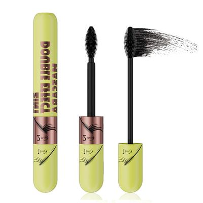 2 Distinct Brush Heads Mascara, 2-in-1 Volume & Define Effect Day to Night Waterproof Eyelash Makeup (Black)