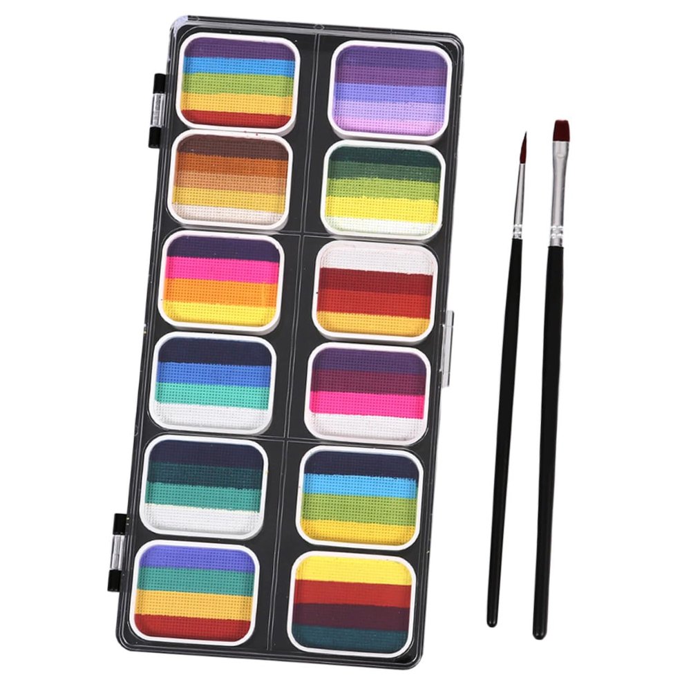 EPIGEIST Color Gradient Face Paint Kit for Washable Rainbow Body Paint Palette with Matte Safe Non-toxic Makeup for Face Hands Body Art Includes Brushes for Halloween Party Cosplay