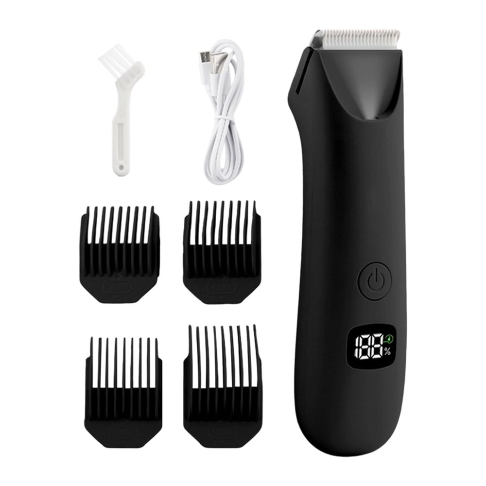 Body Trimmer for Men, Rechargeable and Waterproof, 14x3.7cm, Electric Groomer Shaver, Digital Display Trimmer, Compact and Ergonomic Grip, for Home Use, Gym Kits, Or Travel Grooming Routines