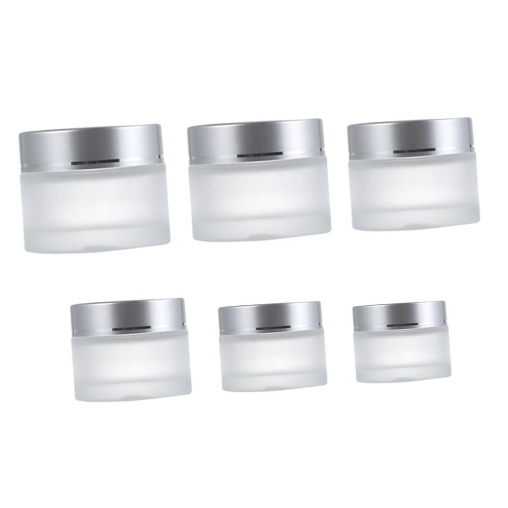 VICASKY 6Pcs Frosted Glass Refillable Cream Bottles Portable Face Lotion Containers for Travel Business Camping Sample Storage Jars with Smooth Surface Lightweight and Easy to Clean