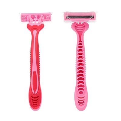 30 Count Women's Disposable Razors Triple Shaving Razor Blade (Pink/Red)