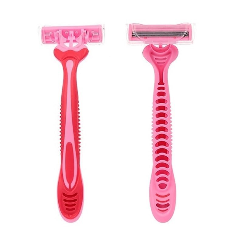30 Count Women's Disposable Razors Triple Shaving Razor Blade (Pink/Red)