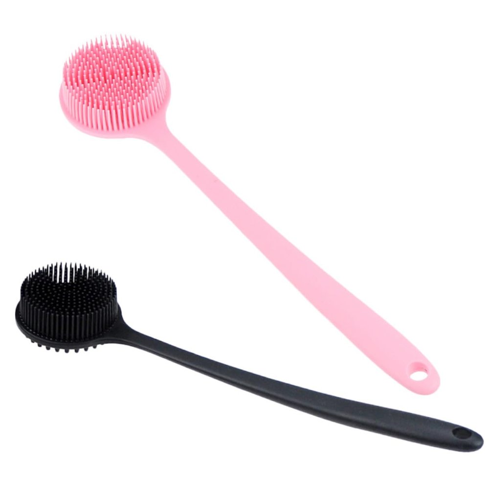 ADOCARN 2Pcs Long Handle Silicone Back Scrubber for Shower Bathing with Soft Body Brush Skin Exfoliator for Men and Women Comfortable Texture Promotes Circulation and Smooth Skin