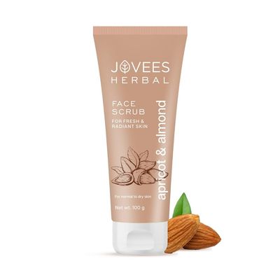 Herbal Apricot & Almond Face Scrub for Fresh & Radiant Skin, Natural Ingredients, Normal to Dry Skin, 100g