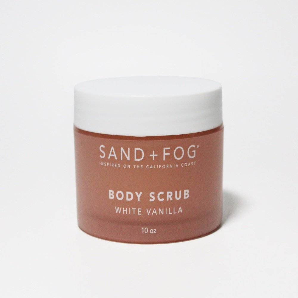 SAND + FOG White Vanilla Body Scrub, California Coast Inspired, 10 oz