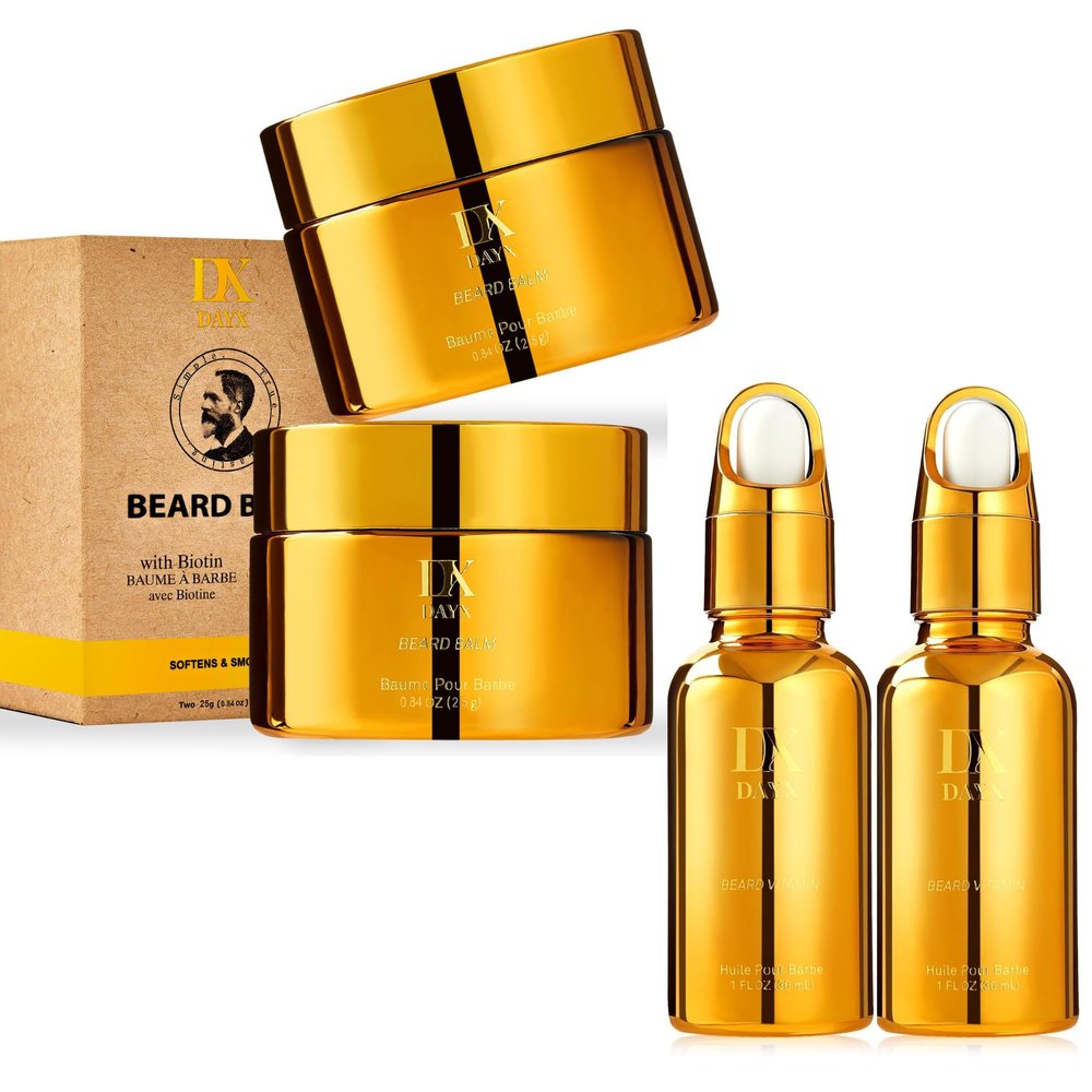 DayixCare Beard Care Bundle for Black Men All Natural Beard Growth Oil + Beard Balm with Shea Butter Hydrates, Softens & Nourishes All Day