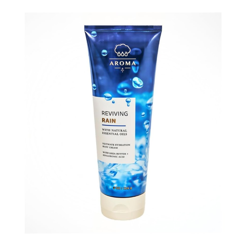 Bath & Body Aroma Reviving Rain Ultimate Hydration Body Cream with Natural Essential Oils, 8 oz / 226 g (Packaging Design Styles May Vary)