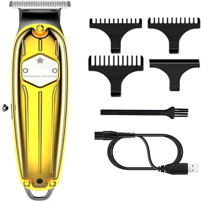 YHNNH Hair Cutting Tool, Professional All Metal Clipper Barber Rechargeable Trimmer for Men Cordless Electric Cutter Machine(Gold)