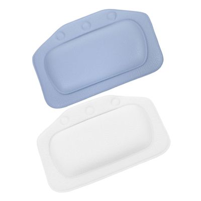 MAGICLULU 2Pcs Bathtub Pillows Soft Breathable Bathroom Cushions for Head and Neck Support Fatigue Relief Spa Pillows for Adults Easy-Clean Home Bath Accessories in Blue and White